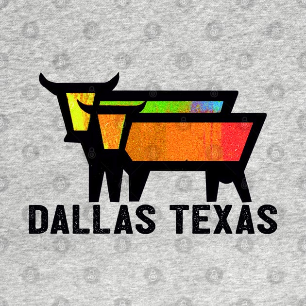 Texas Travel Vintage Cows Bulls Dallas by TravelTime